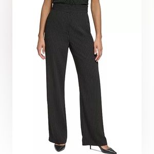 Petite Wide-Leg Pinstripe Pants